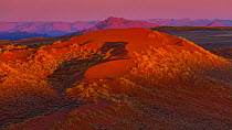 Aerial view of sun set over mountain in Namib-Naukluft National Park, Namibia