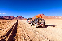 Four-wheel drive road trip through Salvador Dali Desert, Altiplano, Sur Lipez Province, Potosi Department, Bolivia. December 2013.