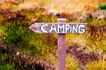 Camping sign on the W Trek, Torres del Paine National Park, Patagonia, Chile. January.