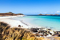 Beach at Cradle Porth and Block House, Tresco, Isles of Scilly, England. May 2013.