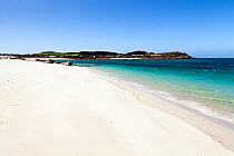 White sand beach with view to Old Grimsby, Tresco, Isles of Scilly, England. May 2013.