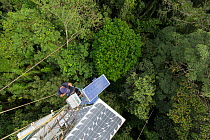 A high 48m tower used to collected data about the CO2 and O2 levels. Tropical rainforest, Barro Colorado Island, Gatun Lake, Panama Canal, Panama.