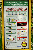 A board at the entrance of the cenote that illustrates the safety measures that every diver must follow, Cenote Car Wash or Aktun Ha, Yucatan Peninsula, Mexico