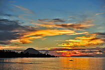 Sunset on the volcano island of Manado Tua, Manado, Indonesia, Sulawesi Sea