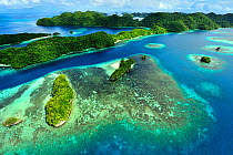 Aerial view of Palau and associated tropical islands, Philippine Sea