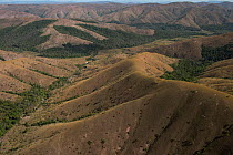 Aerial view of Kupinang, farming slopes, Potaro-Siparuni Region, Brazil Guyana border, South America