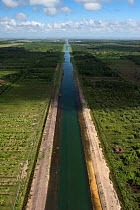 Hope canal, an irrigation canal in East Demerara Water Conservancy (for sugar cane and rice production) coastal area of Guyana, South America