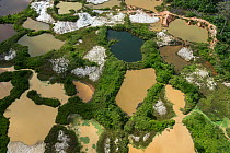 Aerial view of illegal gold mining in Arimu, Guyana, South America