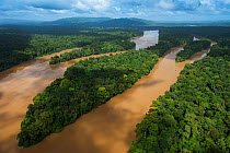 Aerial view of Cuyuni river, Guyana, South America