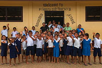Children and teachers of Amerindian Community school, Wai Wai territory, region 9, Gunns Konashen, Guyana, South America