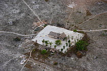 Aerial view of Amerindian House, Savanna  Rupununi, Guyana, South America