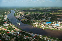 Aerial view of Linden town, Guyana, South America
