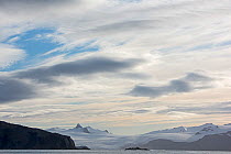 RF - View across Ice Fjord to the Ryan Glacier, South Georgia. January 2015. (This image may be licensed either as rights managed or royalty free.)