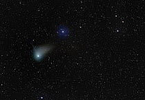 Comet Catalina (C/2013 US10) during the early morning hours of January 19, 2016, seen from Eastern Colorado, USA. This comet has two tails, one going to the top left, the ion tail, and another diffuse...
