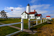 New Dungeness Lighthouse, Dungeness Spit near Sequim, Washington, USA. April 2016.