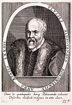 Portrait of the Ulisse Aldrovandi (1522-1605) Italian scientist, in particular a naturalist and physician. He taught in Bologna and his work 'Antidotarii Bononiensis Epitome' (1574) described the prop...