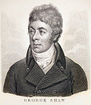 Portrait of George Shaw (175 - 1813)  English zoologist most famous for his illustrated encyclopaedic zoology books such as  'General Zoology'(16 vol s 1809-1826) and with Nodder 'The Naturalist's Mis...