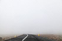 Icelandic road in mist, Dettifoss, Iceland, July 2012.