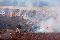 Heathr burning on Deeside, Scotland as part of Grouse Moor management.