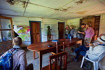 Briefing before gorilla trekking for tourists. Virunga National Park, Democratic Republic of Congo, March 2016.
