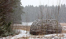 Artwork 'Syljusal' by Jan Erik Sorenstuen in winter.  Valer, Ostfold County, Norway. January 2015.