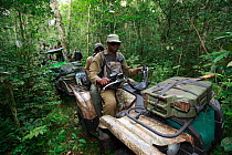 Anti-poaching patrol equipped by the Aspinal Foundation in Bateke Plateau National Park, Gabon, June 2011.