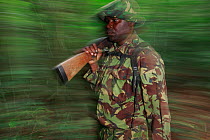 Aspinal Foundation  anti-poaching patrol in charge of the gorillas security and the law enforcement, Bateke Plateau National Park, Gabon,  June.