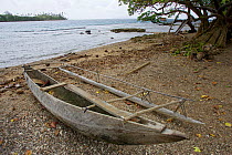 Traditional canoes on the beach. Papua New Guinea.