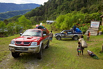 Expedition gear loaded on to trucks for trip in the Arfak Mountains, West Papua, August 2009.