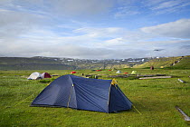 Tent for camping,  Hofn, Hornvik, Hornstrandir, Iceland. July 2015
