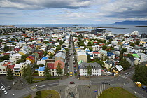 Reykjavik aerial view, photographed from Hallgrmskirkja (church), Iceland, July 2015
