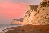 Beach and chalk cliffs at Bats Head, Durdle Door, Dorset, England, UK. January 2013.