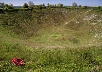 Lochnagar Crater caused by a British mine during World War One, Albert, Somme, France, May 2016.