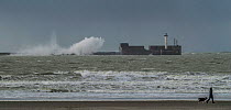 Stormy waters of the Channel at Boulogne, Pas De Calais, France, March 2016.