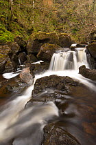 River Rha cascading through rocks, Uig, Isle of Skye, Scotland, UK, March 2014.
