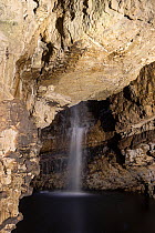 Underground waterfall, Smoo Cave, Durness, Sutherland, Scotland, December 2014.