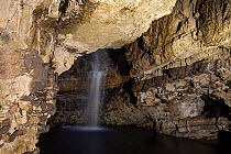 Underground waterfall, Smoo Cave, Durness, Sutherland, Scotland, December 2014.