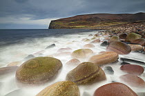 Coloured rocks, Rackwick Bay, Isle of Hoy, Orkney Isles, Scotland, UK, October 2014.