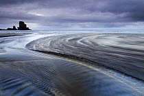 Sea stack and Talisker Beach, Isle of Skye, Inner Hebrides, Scotland, UK, September 2013.