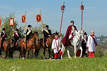 The Blutritt (the right of blood) is the largest European procession with about 3,000 riders, Weingarten, Baden-Wurtemberg, Germany. May 2016.