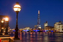 London and the River Thames at dusk, London, England, UK, November 2013.