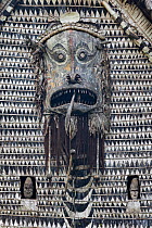 Traditional carvings on a Spirit House or Haus Tambaran. Yamok Village, East Sepik Province, Papua New Guinea. June