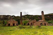 Brick kilns at the derelict Porth Wen brickworks, near Bull Bay, Anglesey, Wales, UK October 2012