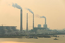 Coal fired power plant and pollution north of Shanghai. China, October 2013.