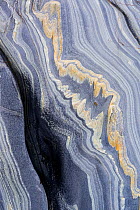 Abstract pattern detail in Slate rock, Kintra, Islay, Scotland