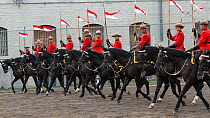 The Royal Canadian Mounted Police force parades, during the National American Police Equestrian Competition (NAPEC), at Kingston Penitentiary, Kingston, Ontario, Canada.