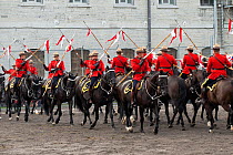 The Royal Canadian Mounted Police force parades, during the National American Police Equestrian Competition (NAPEC), at Kingston Penitentiary, Kingston, Ontario, Canada. September 2016.