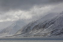 Mountains in harsh winter conditions, Spitsbergen, Svalbard, Norway, April