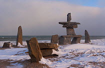 Rock formations in Churchill, Hudson Bay, Manitoba, Canada, November.