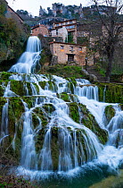 Waterfall in Orbaneja del Castillo, Burgos, Castilla y Leon, Spain, January 2016.